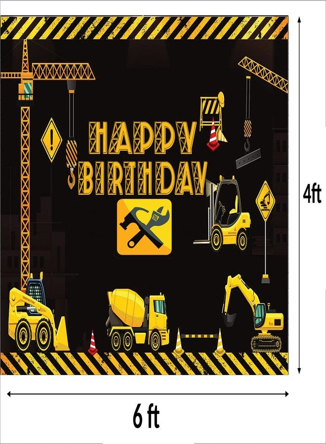 Theme My Party Construction Birthday Party Supplies, Happy Birthday Backdrop Banner (6FT X 4FT) - Image 4